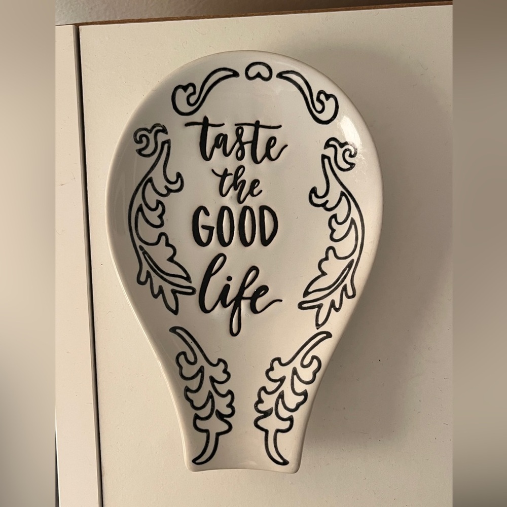 Ceramic spoon rest Threshold dishwasher safe black white good life kitchen